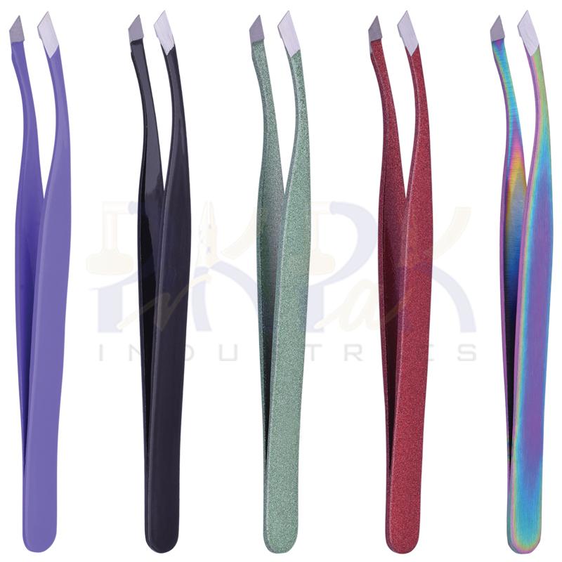 Eyebrow Tweezers Slaned Tips Set of 5 Pcs