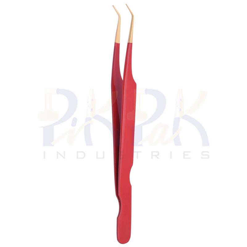 Eyelash Tweezers Gold Plated Tips Color Coated