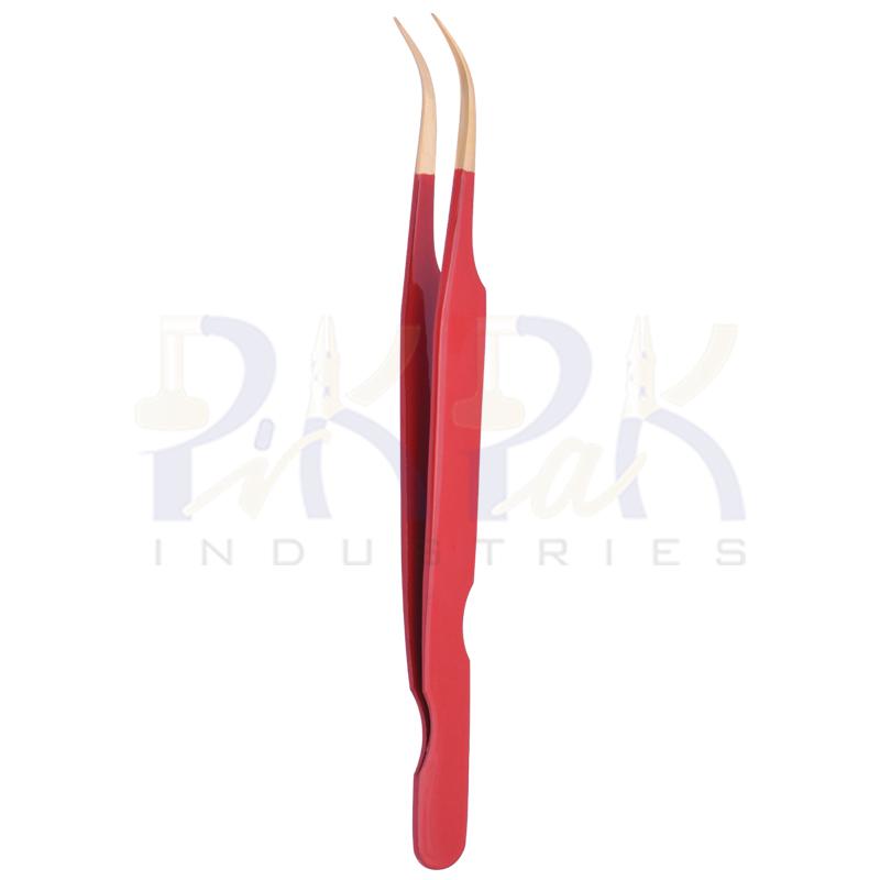 Eyelash Tweezers Gold Plated Tips Color Coated