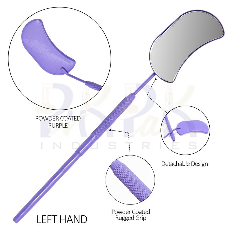 Eyelash Extension/Inspection Left Hand Large Mirror (Half Moon)
Purple Bowder Color Coated