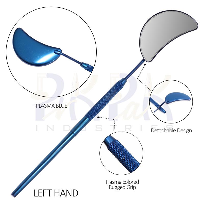 Eyelash Extension/Inspection Left Hand Small Mirror (Half Moon)
Blue Plasma Color Coated