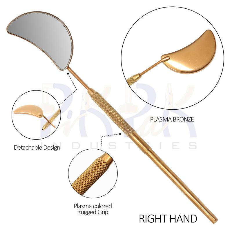 Eyelash Extension/Inspection Right Hand Small Mirror (Half Moon)
Bronze Plasma Color Coated