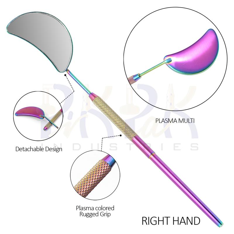 Eyelash Extension/Inspection Right Hand Small Mirror (Half Moon)
Multi Plasma Color Coated