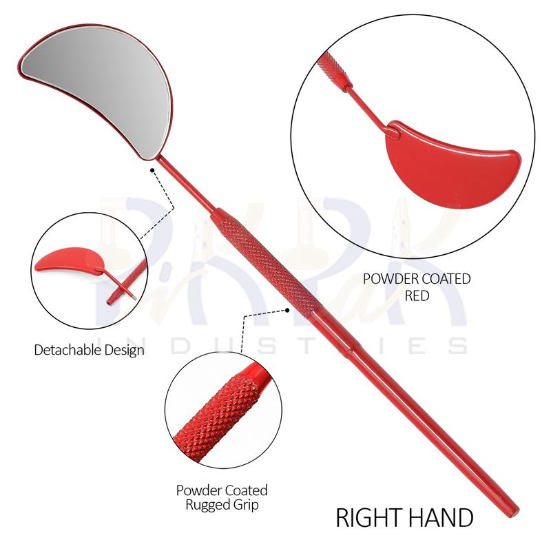 Eyelash Extension/Inspection Right Hand Small Mirror (Half Moon)
Red Bowder Color Coated