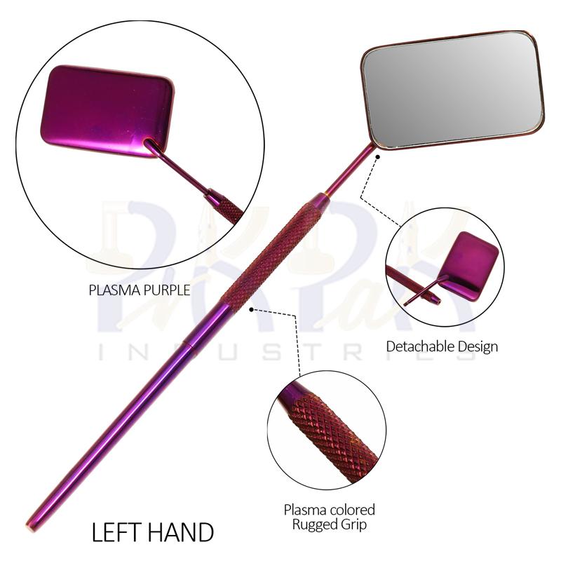 Eyelash Extension/Inspection Left Hand Mirror (Square)
Purple Plasma Color Coated