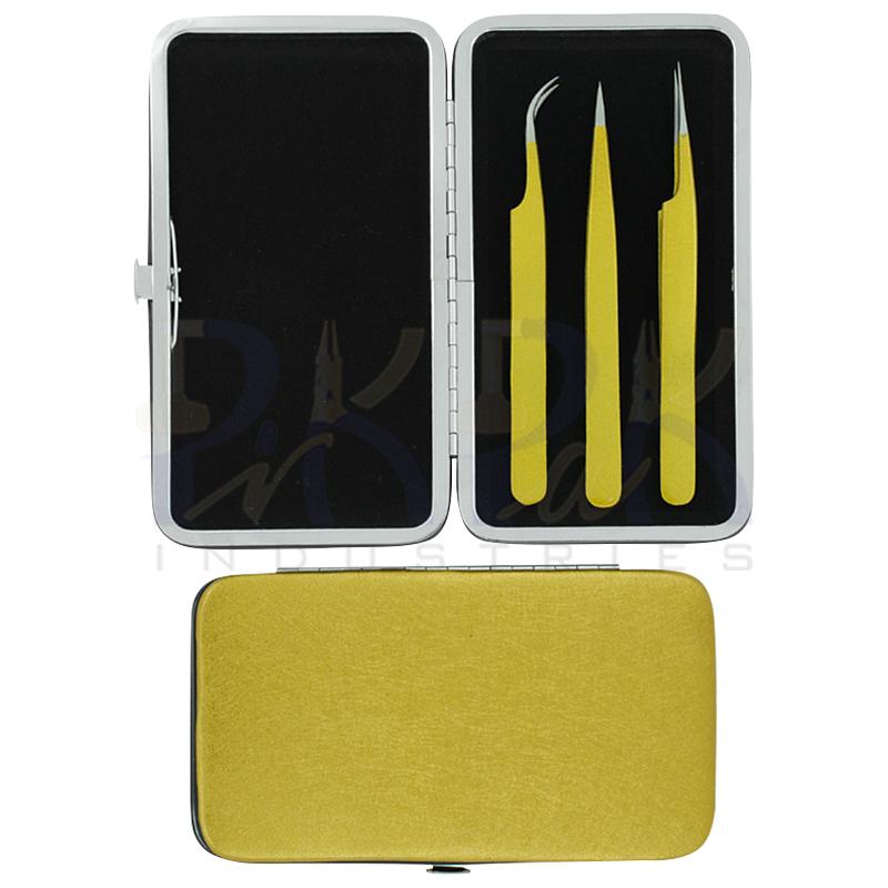 Eyelash Single Sided Kit 
Tweezers Set of 3 Pcs