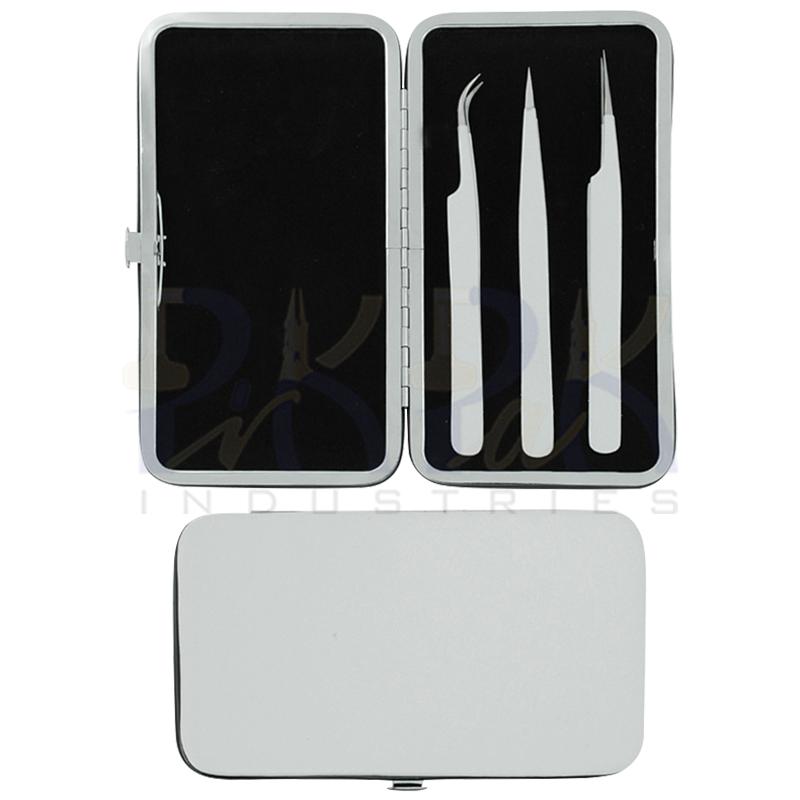 Eyelash Single Sided Kit 
Tweezers Set of 3 Pcs