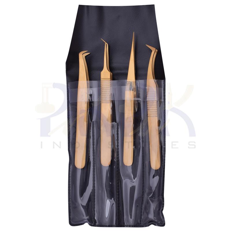 Eyelash Tweezers 
Pouch Set of 4 Pcs